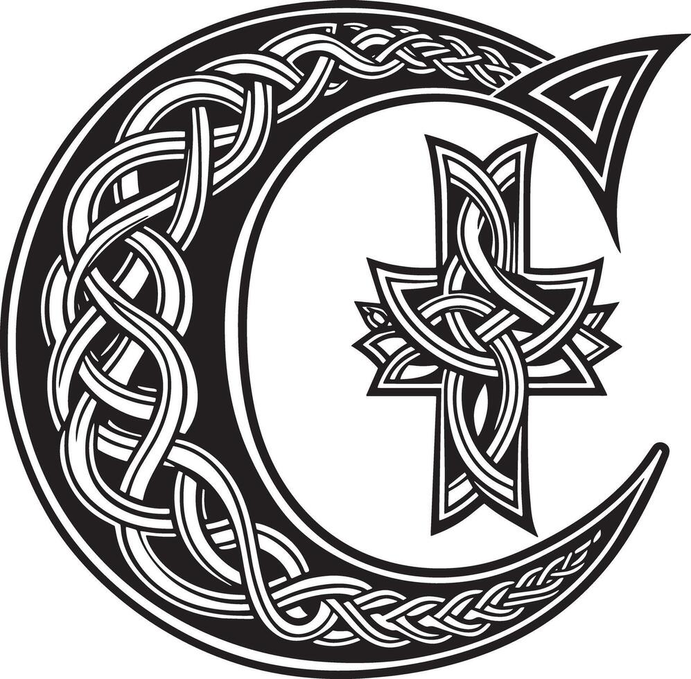 Letter with celtic ornament isolated on white background vector