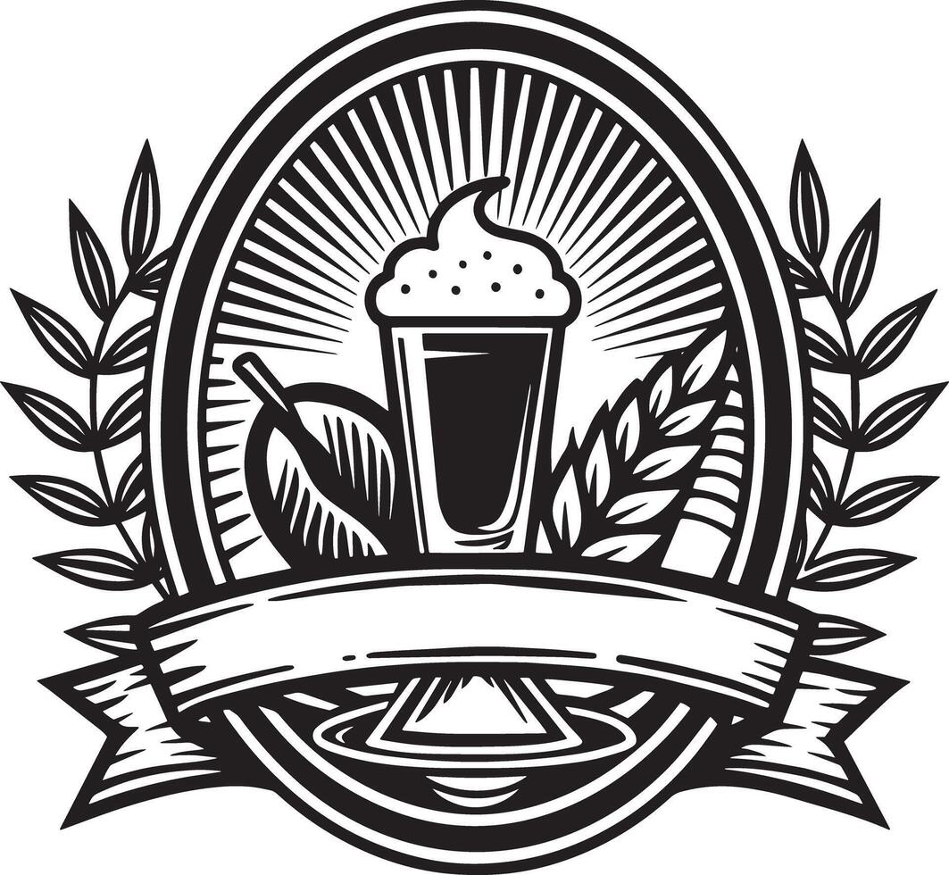 Drinks and Food logo illustration black and white vector
