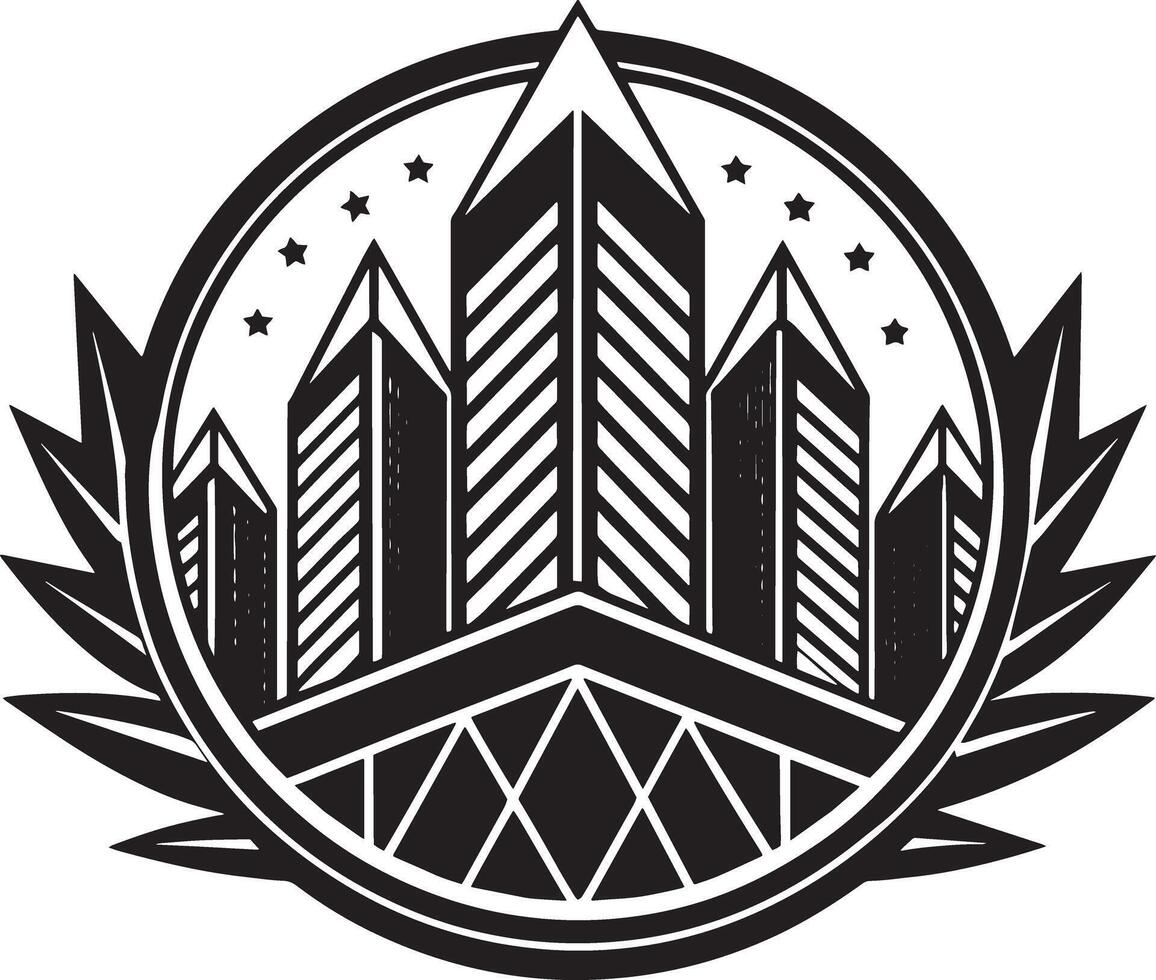 black and white building icon logo illustration vector