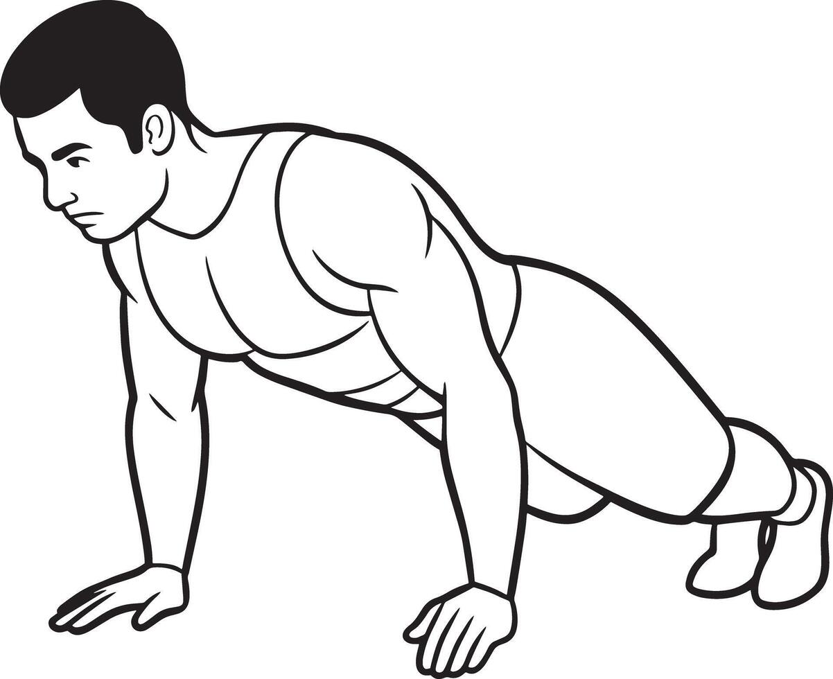 man doing push ups illustration on white background vector