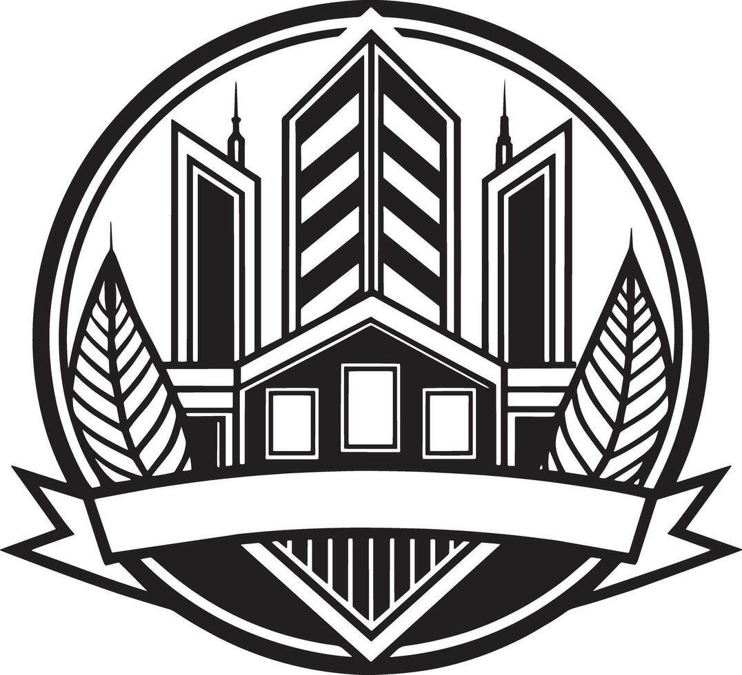 real estate building logo illustration black and white vector