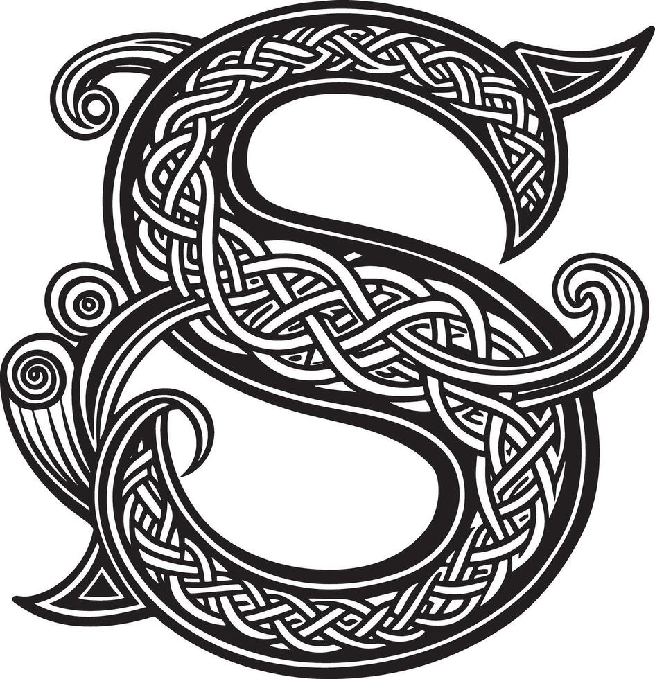 Letter with celtic ornament isolated on white background vector