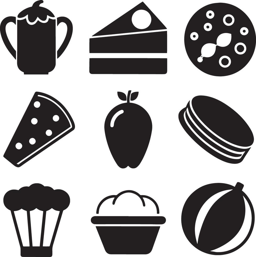 set of fast food icon illustration isolated white background vector