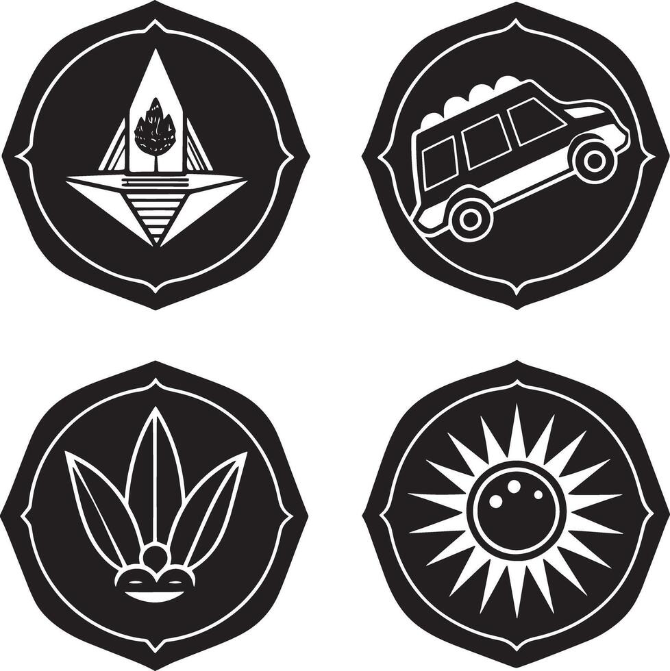 set off app icon logo illustration design black and white vector