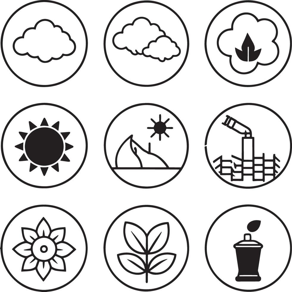 set of ecology icon illustration isolated whit background vector
