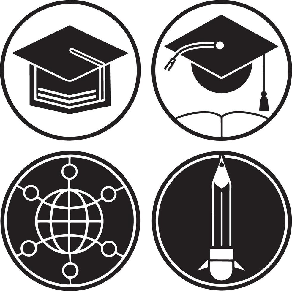 Education icons set on white background. illustration. vector