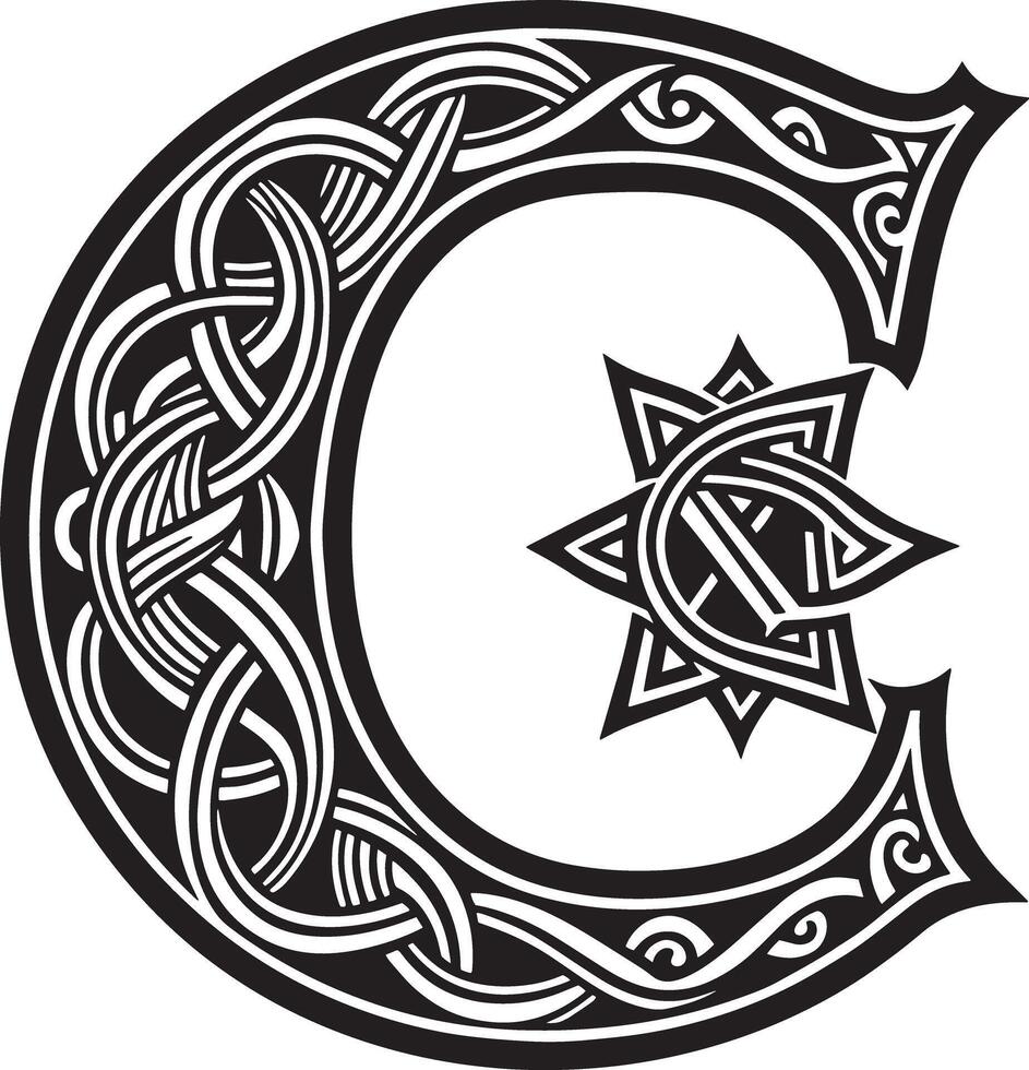 Letter with celtic ornament isolated on white background vector