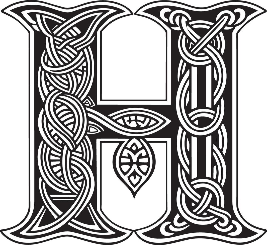 Letter with celtic ornament isolated on white background vector