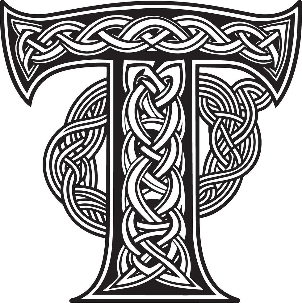 Letter with celtic ornament isolated on white background vector