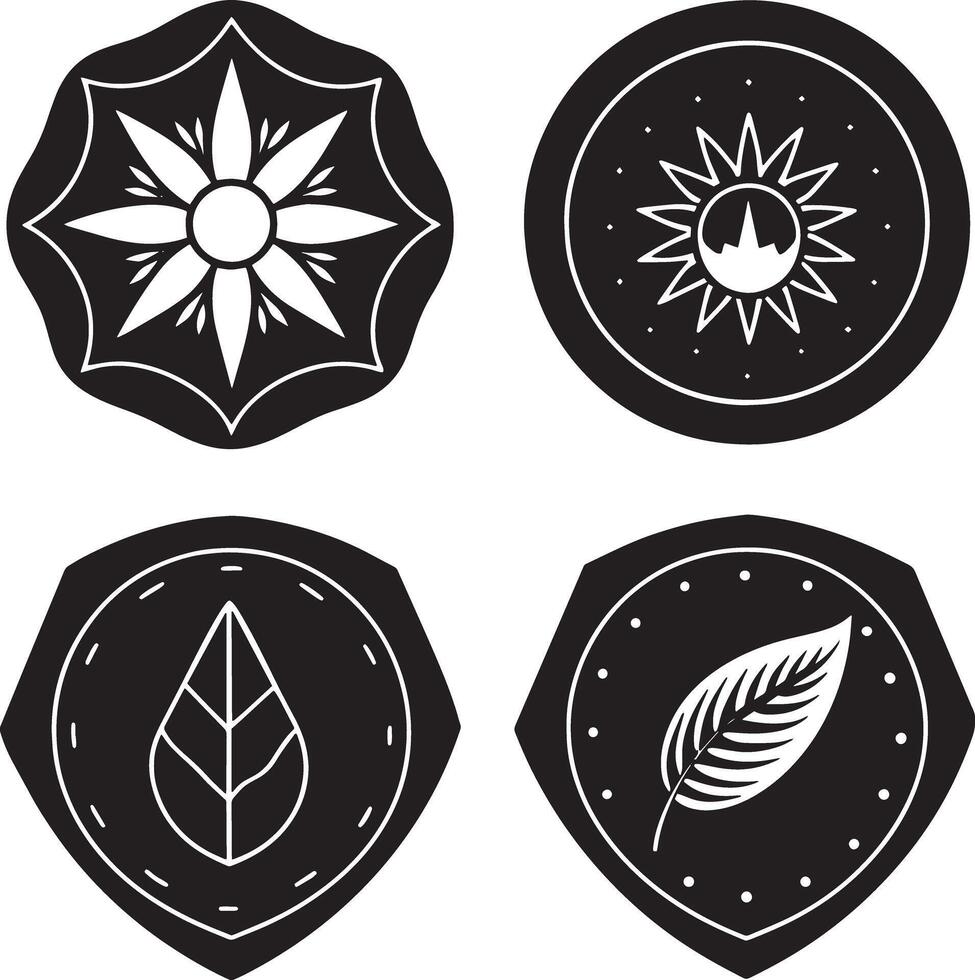 set of app icon black and white illustration vector
