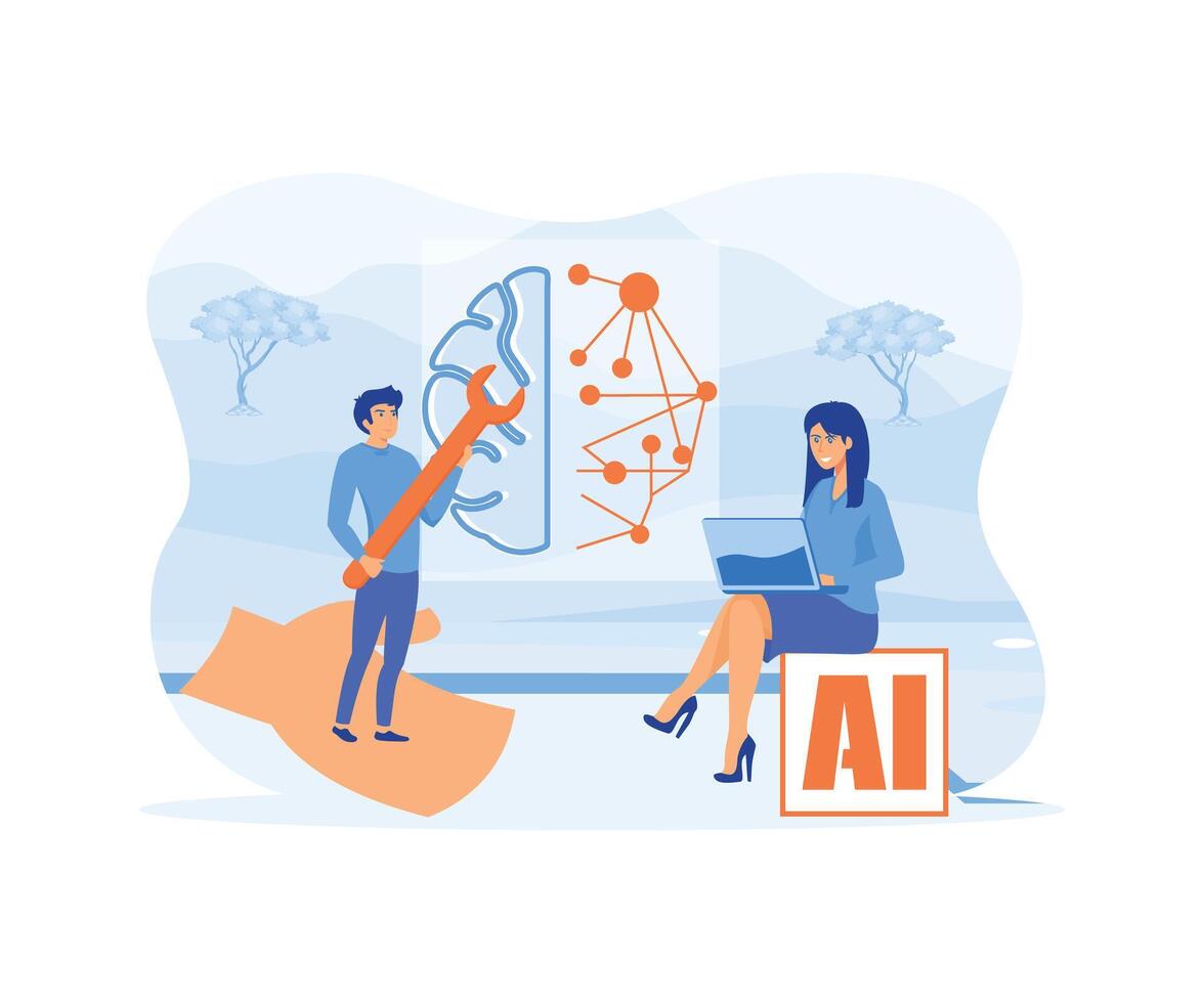 or artificial intelligence data algorithm concept. Technology analysis for effective automation and smart logic system learning with machine optimization. vector
