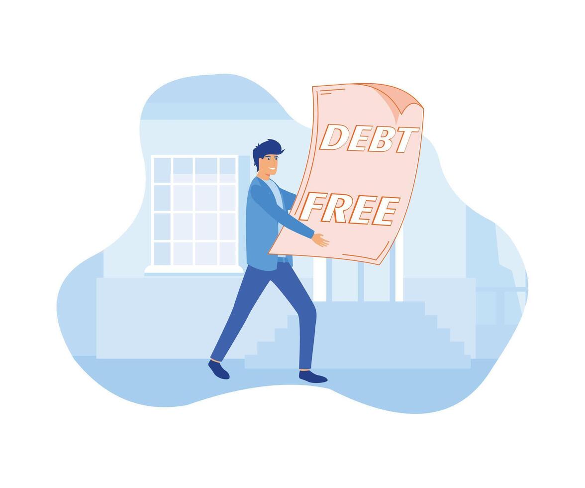 Businessman with debt free letter. Debt free concept. flat modern illustration vector