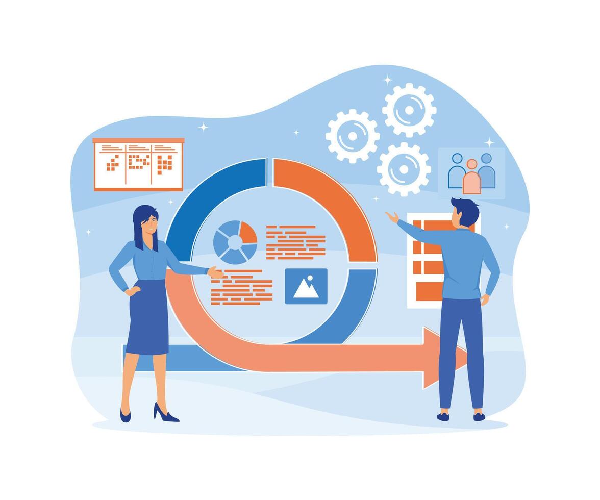Agile project management and Scrum task board. Agile software development and Kanban. Landing page concepts for website and mobile development. flat modern illustration vector