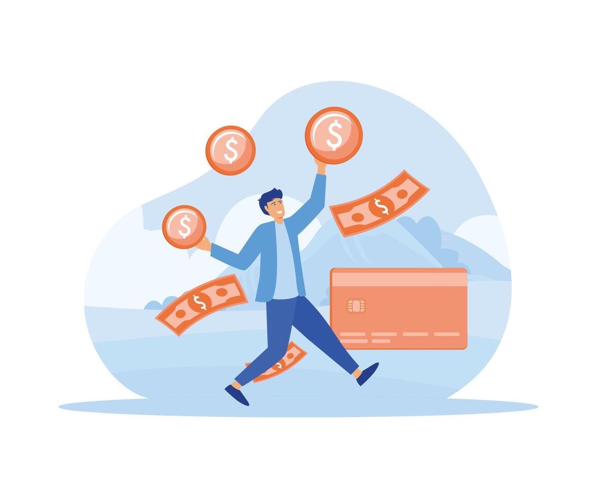 Salary payment concept. Payroll, annual bonus, income, payout with paper calculator and people. flat modern illustration vector