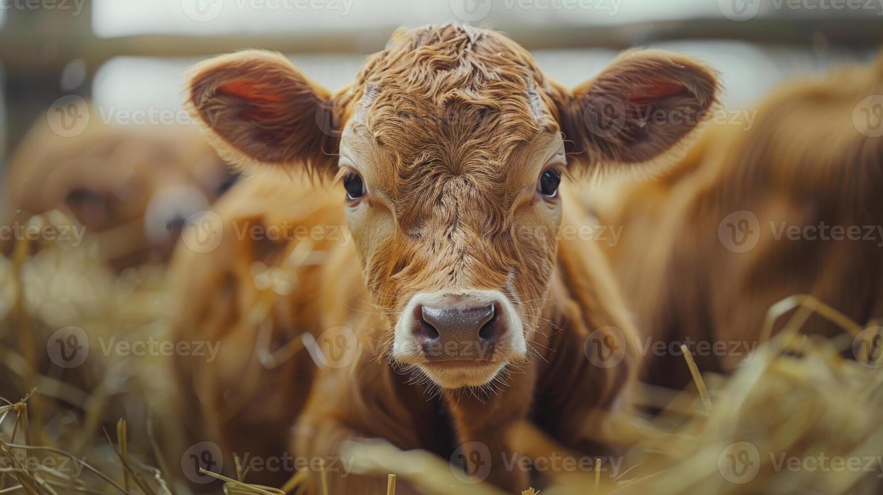 Group of Brown Cows Standing on Grass-Covered Field photo
