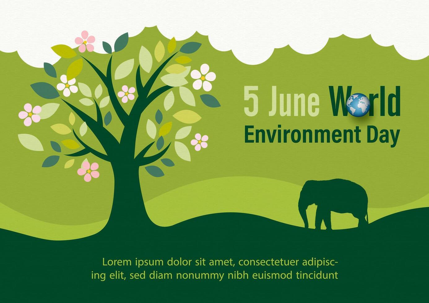 Poster campaign and Wild concept with wording of world environment day in flat style and illustration design. vector
