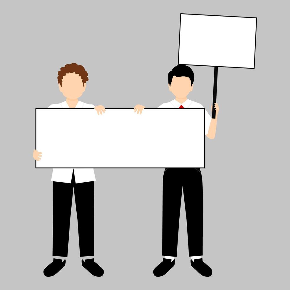 businessman with blank board and placard vector