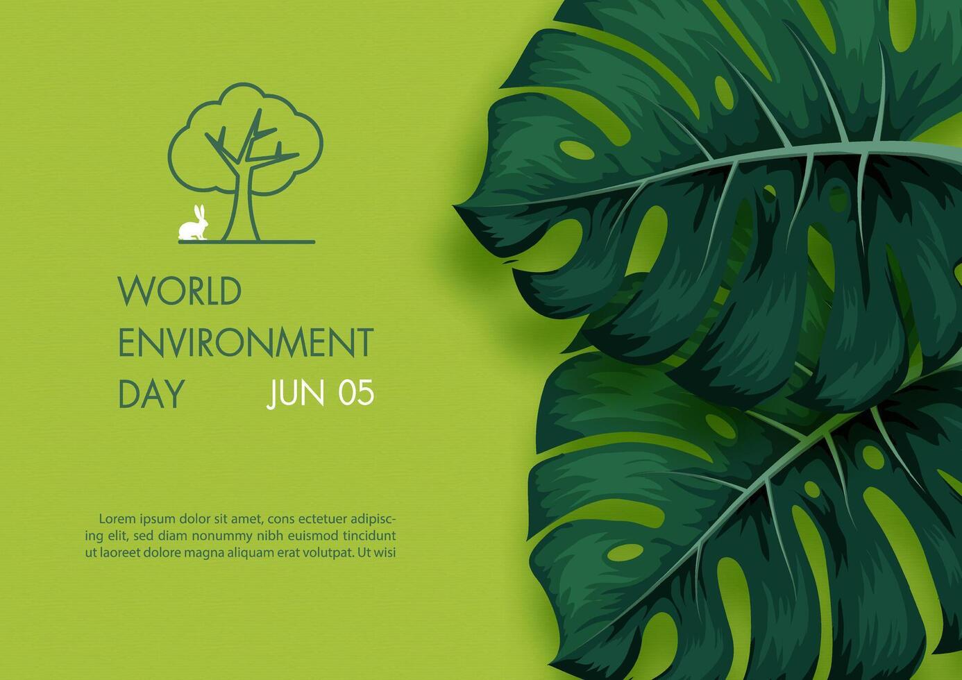 Monstera leaf decorated of poster campaign of world environment day in illustration design. vector