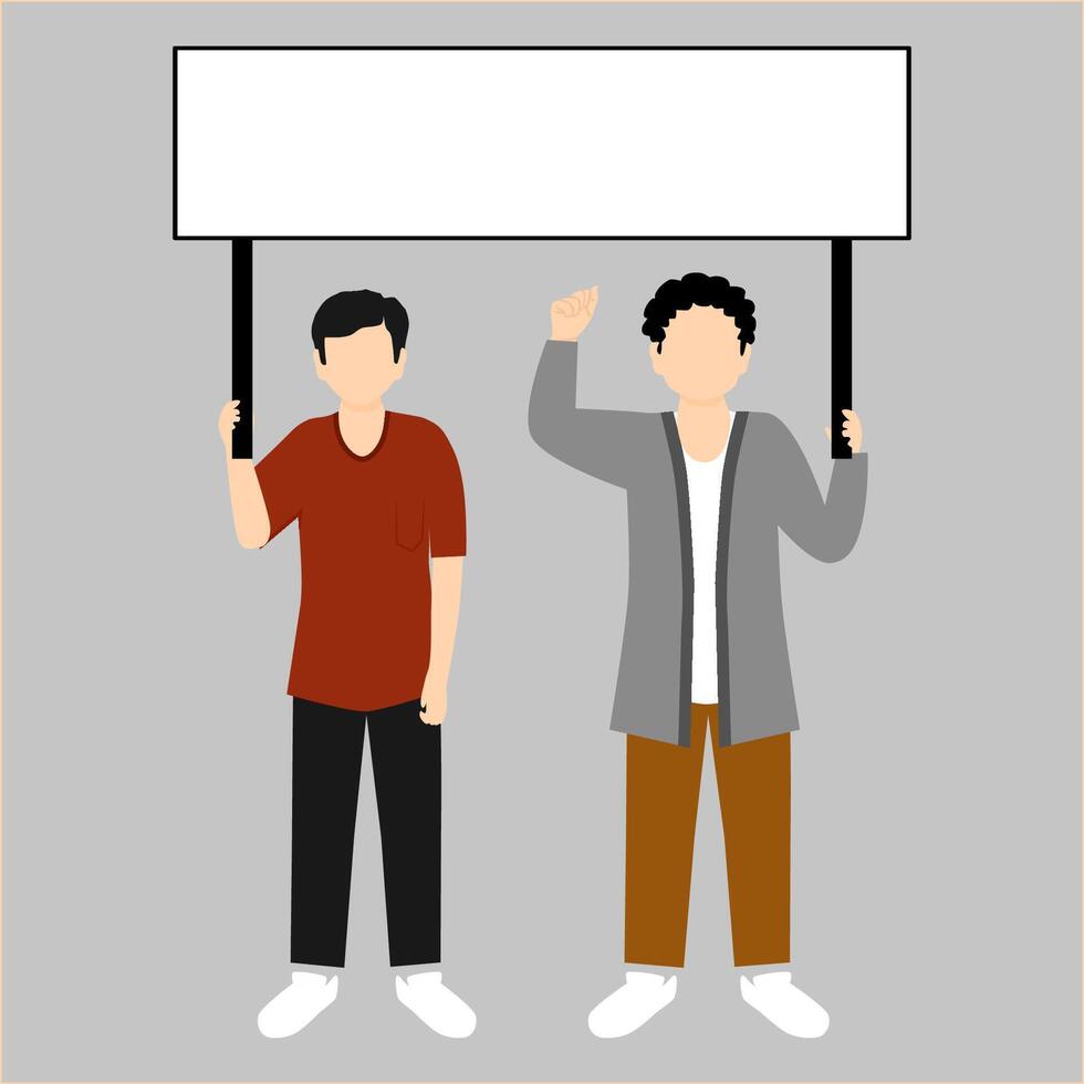 men holding blank placard with casual clothes vector