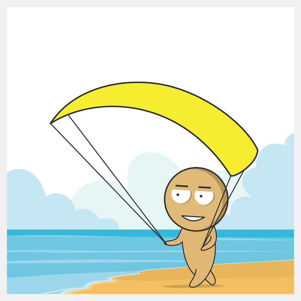 Boy doing paragliding vector