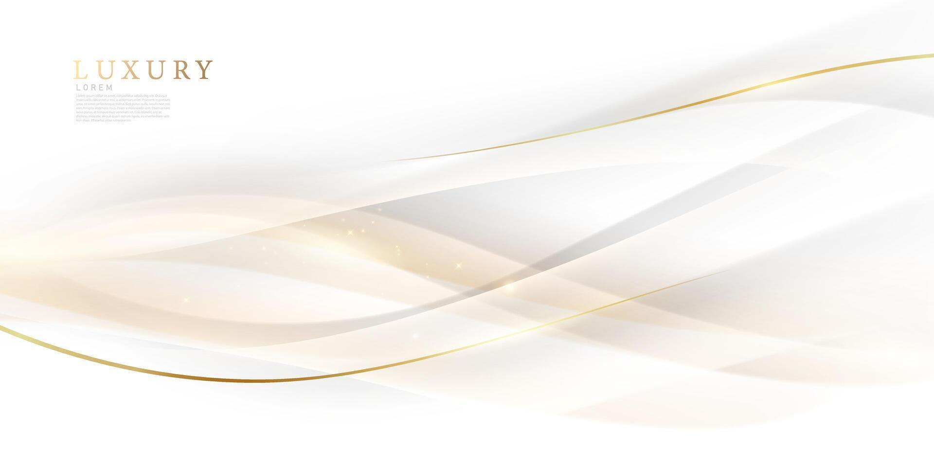 white abstract background with luxury golden lines illustration vector