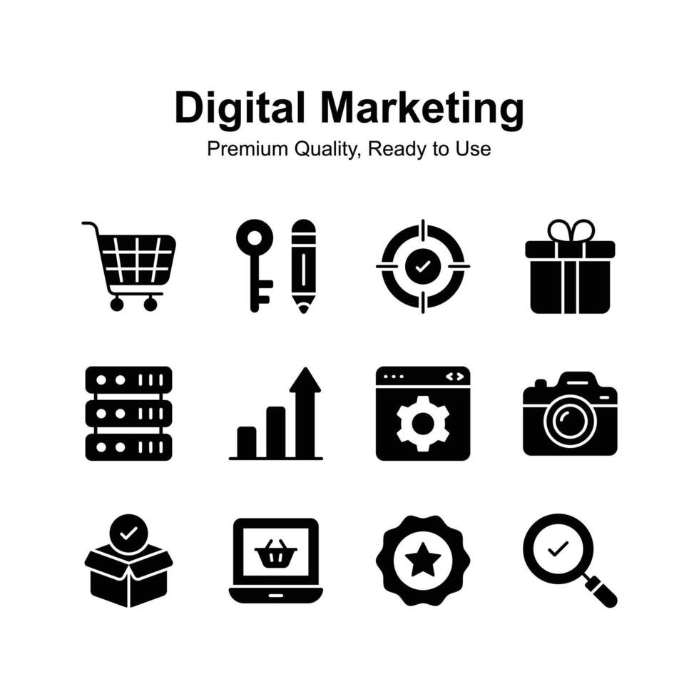 Digital marketing premium quality icons set, ready to use vector