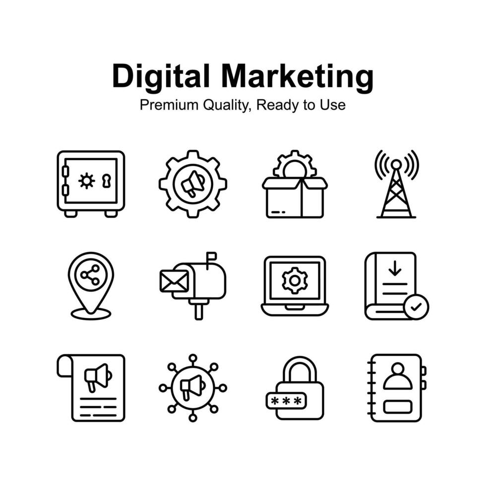 Pack of digital marketing in unique style, ready to use vector