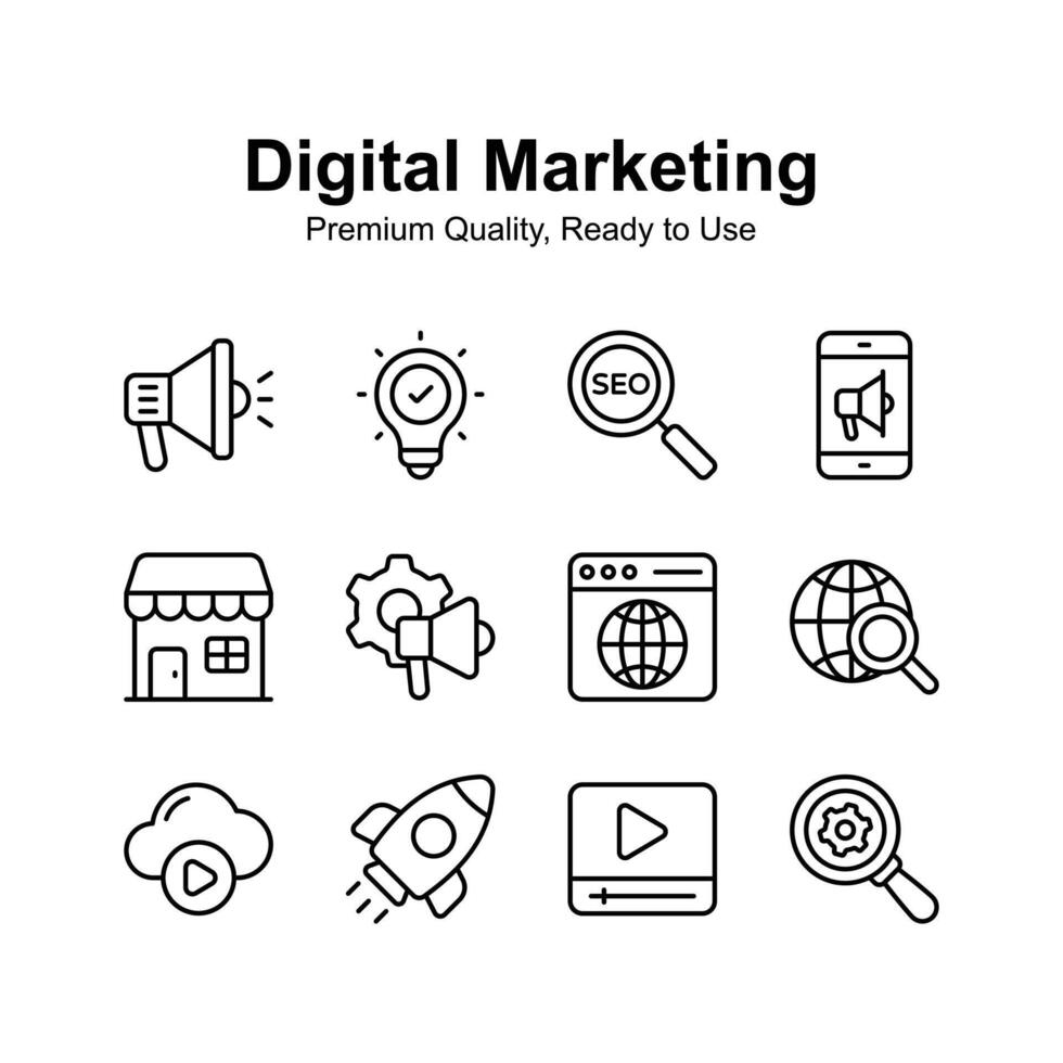 Pack of digital marketing icons in trendy style, ready to use in websites and mobile apps vector