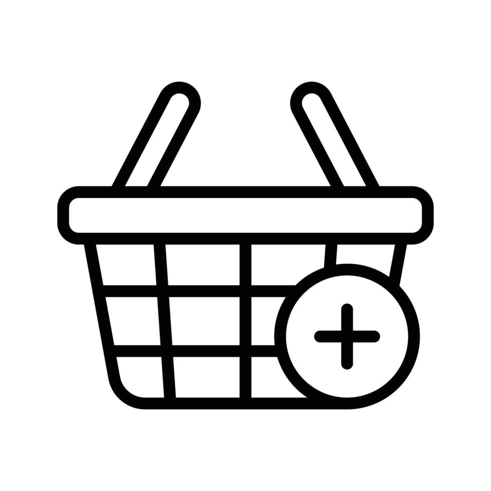 Shopping cart with plus sign denoting concept icon of add to cart vector