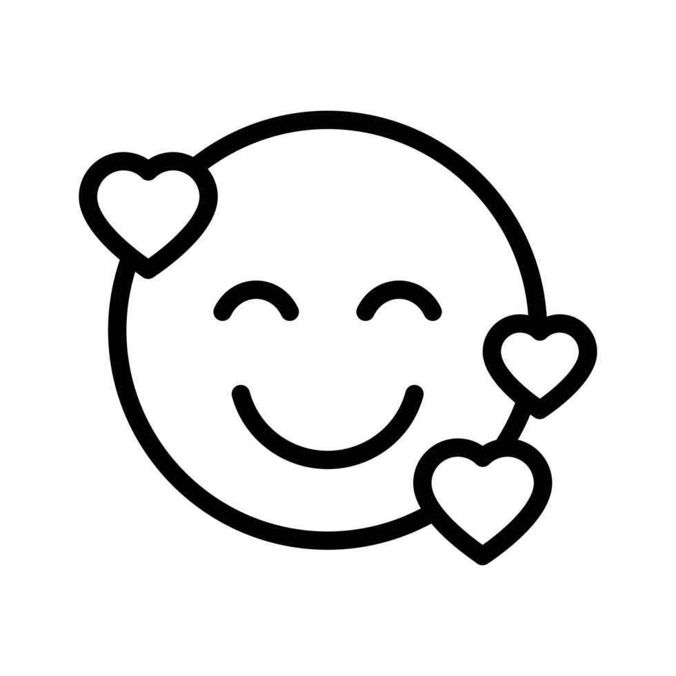 Happy face with heart symbols on eyes, concept icon of in love emoji vector