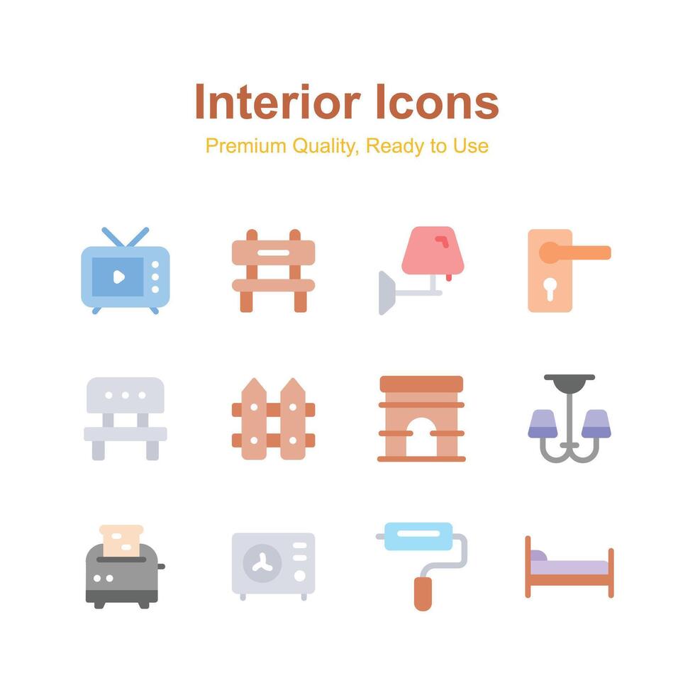 Check this beautifully designed Interior icons set, ready for premium use vector