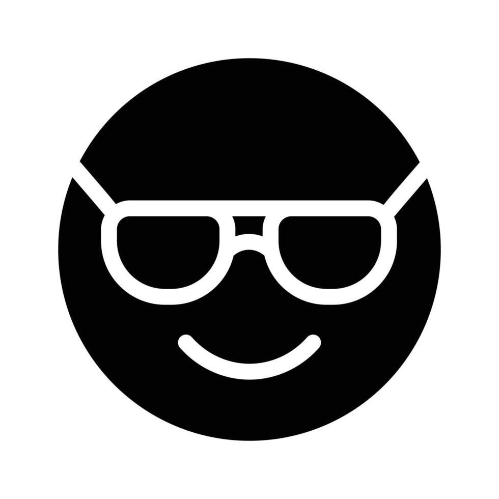 Glasses on emoji face showing concept icon of cool emoji, proud emoji vector