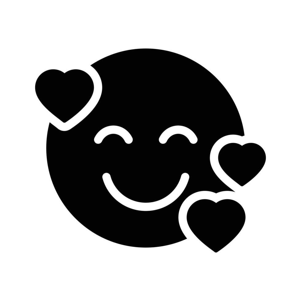 Happy face with heart symbols on eyes, concept icon of in love emoji vector