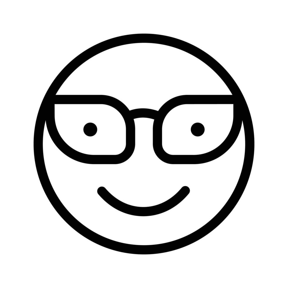 Glasses on emoji face showing concept icon of cool emoji, proud emoji vector
