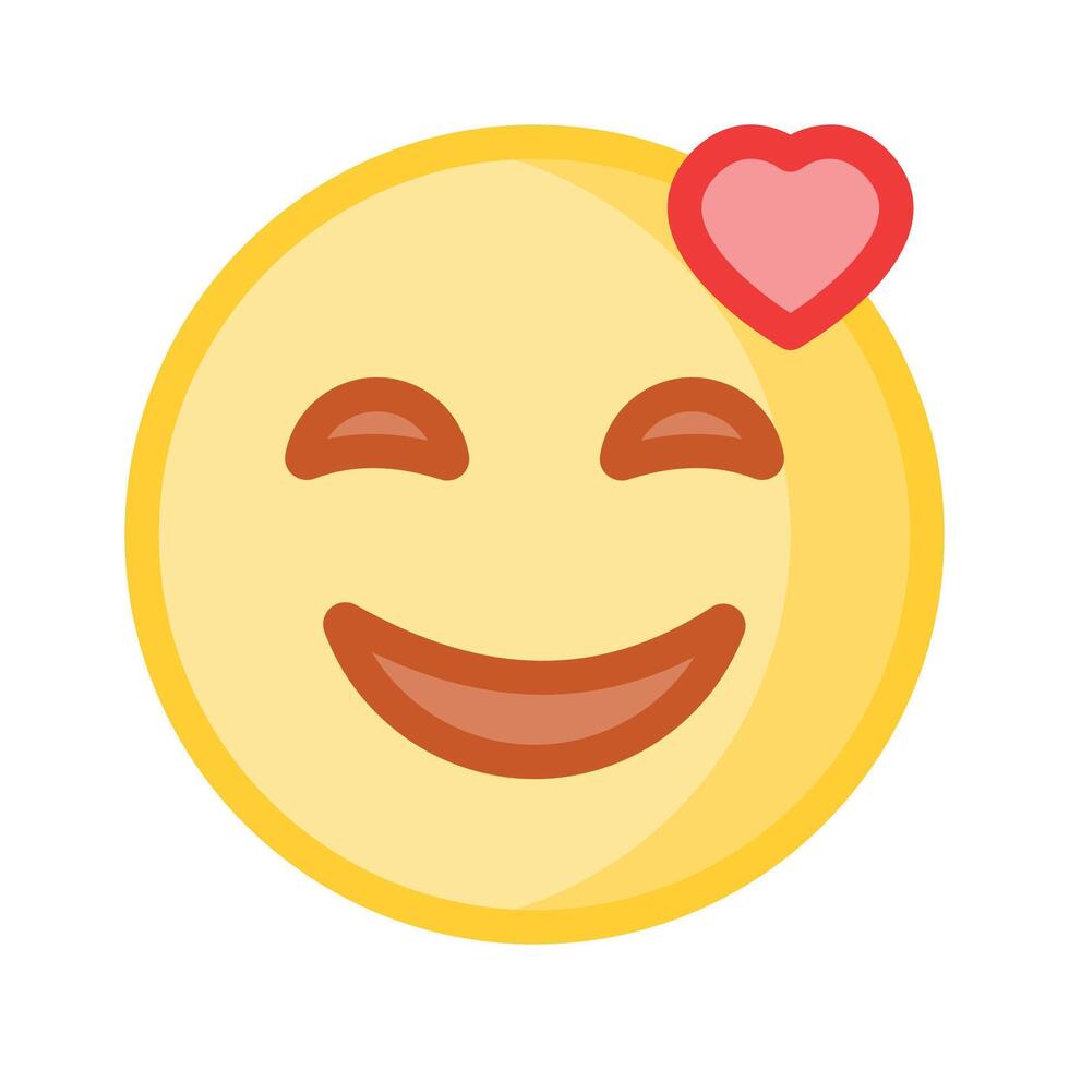 Happy face with heart symbols on eyes, concept icon of in love emoji vector