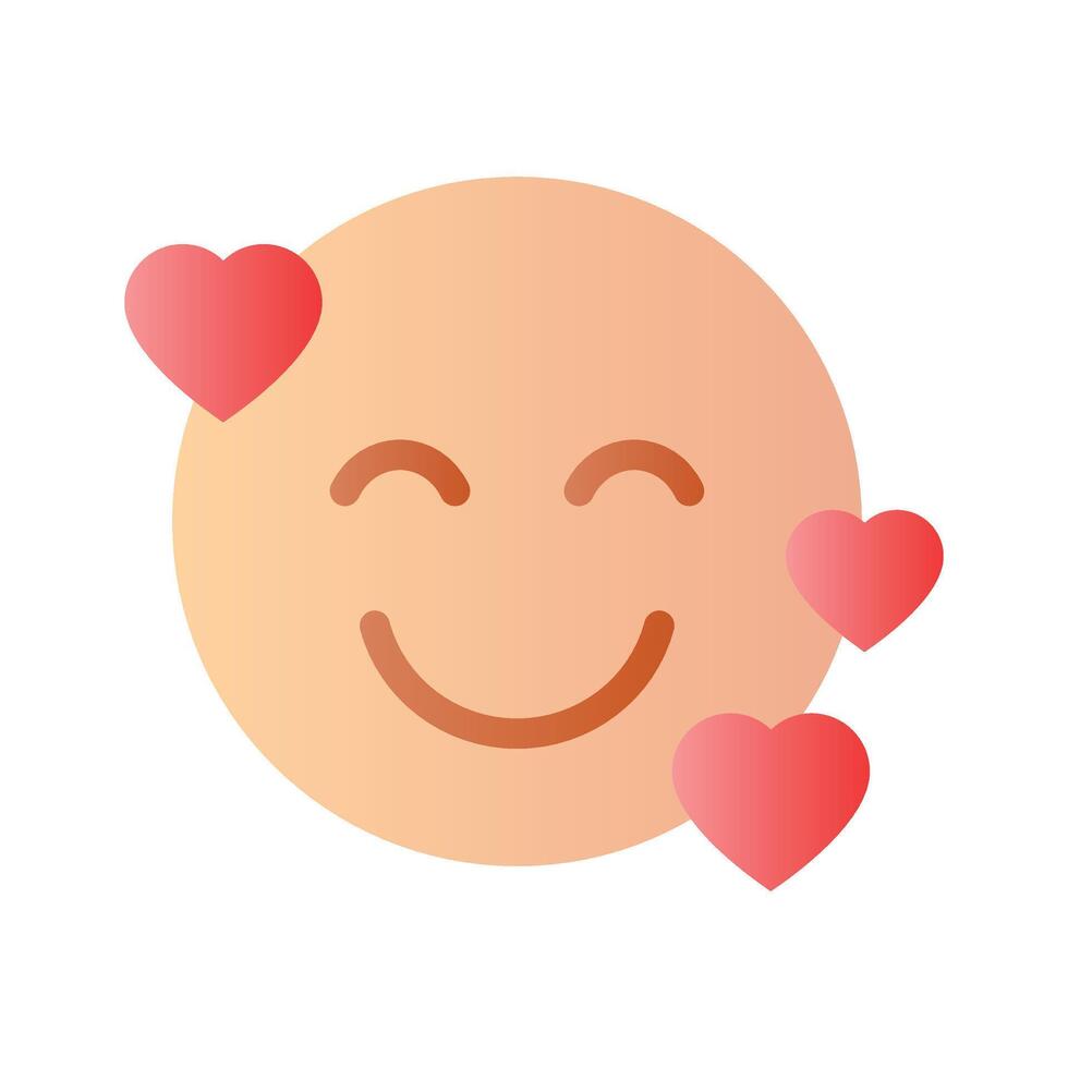 Happy face with heart symbols on eyes, concept icon of in love emoji vector