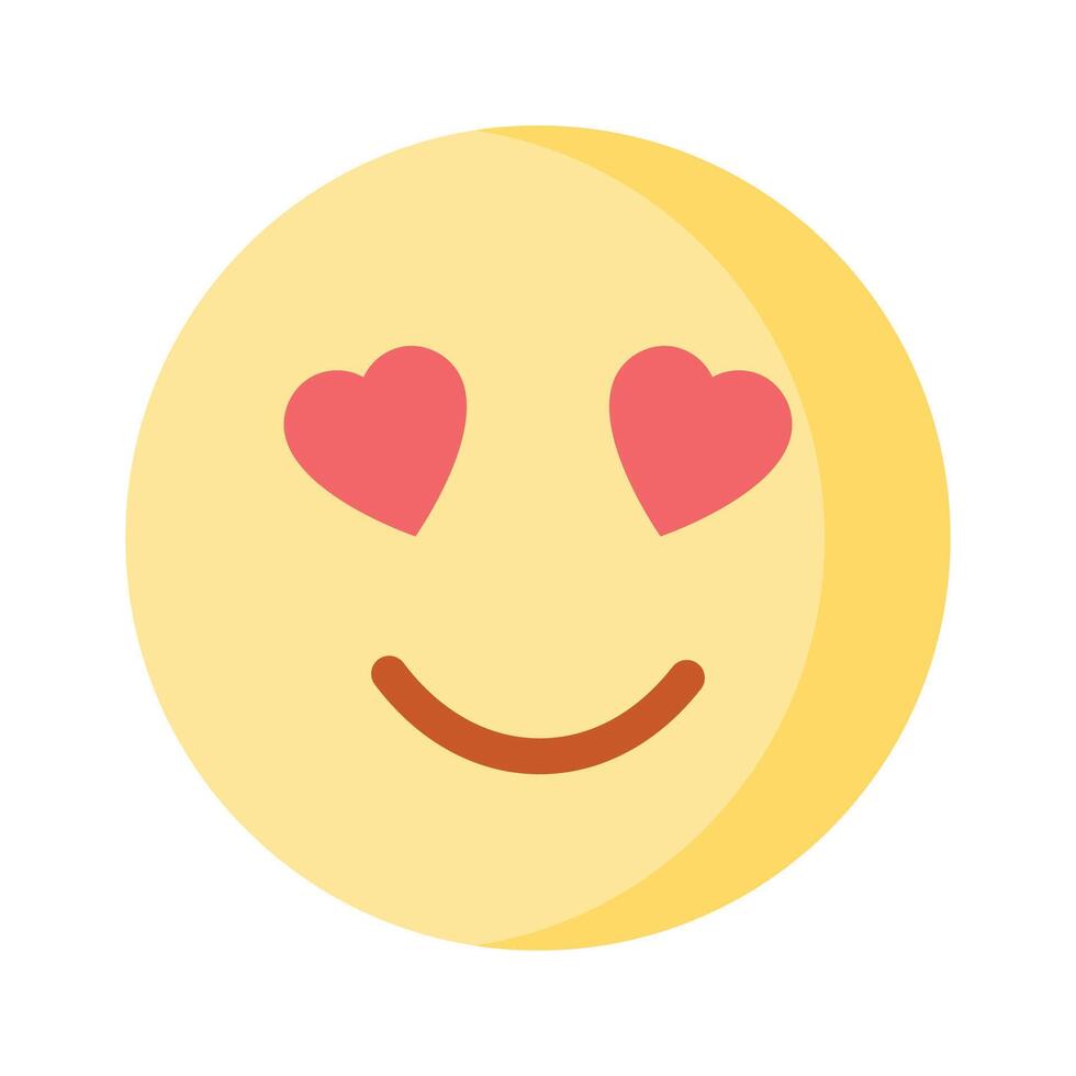 Happy face with heart symbols on eyes, concept icon of in love emoji vector