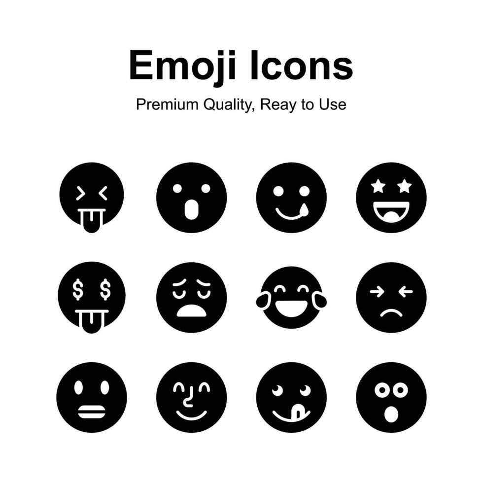 Creatively crafted emoji icons, cute expressions set vector
