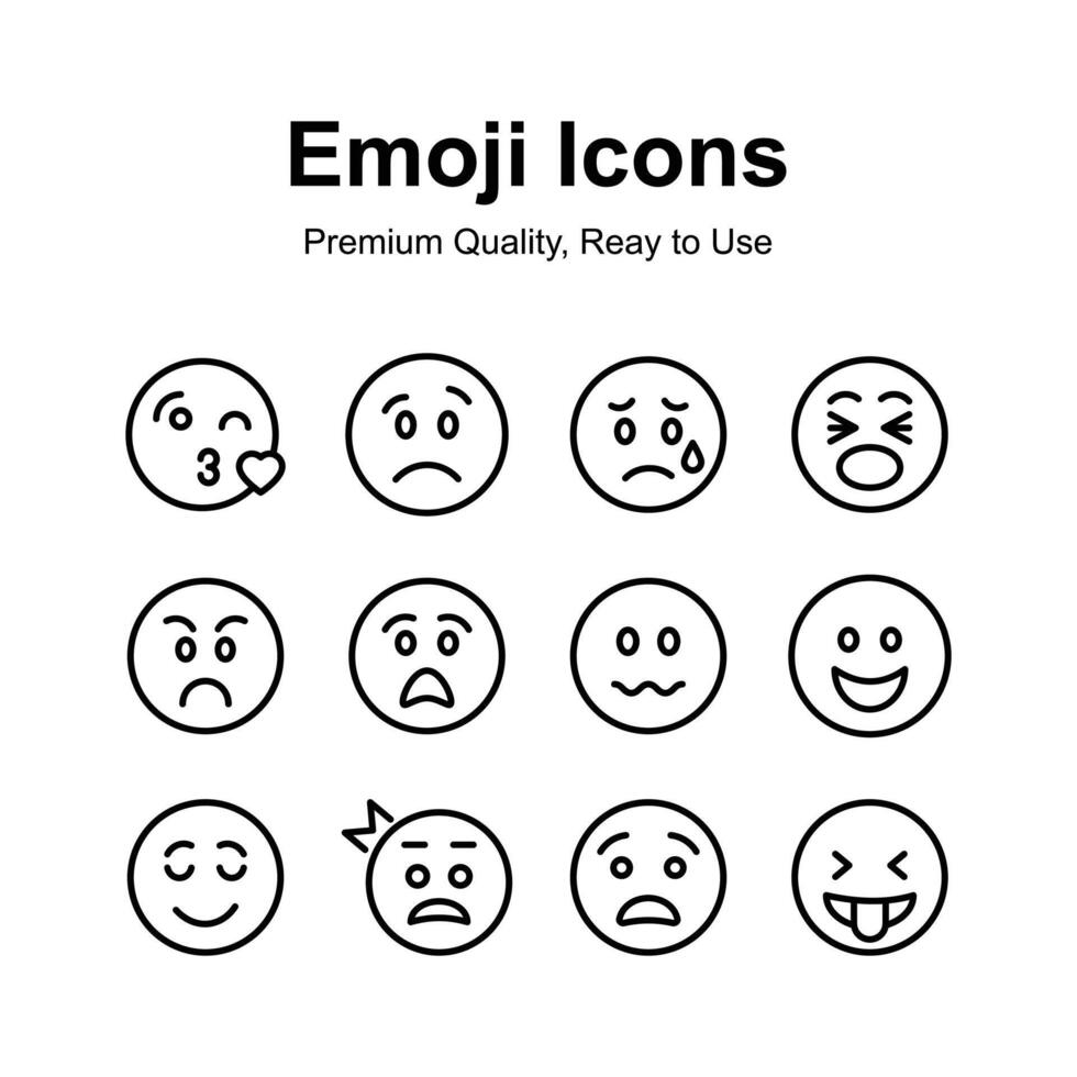 Cute emoji icons, emoticon vectors, isolated on white background vector