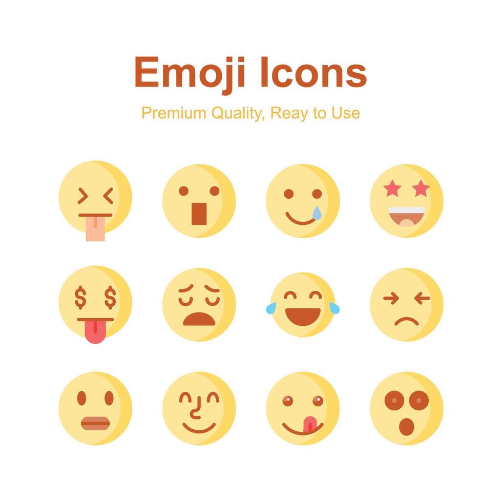 Creatively crafted emoji icons, cute expressions set vector