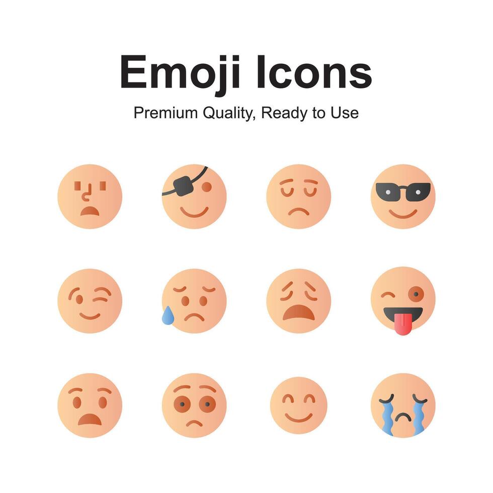 Carefully crafted amazing emoji icons set, cute expressions vector