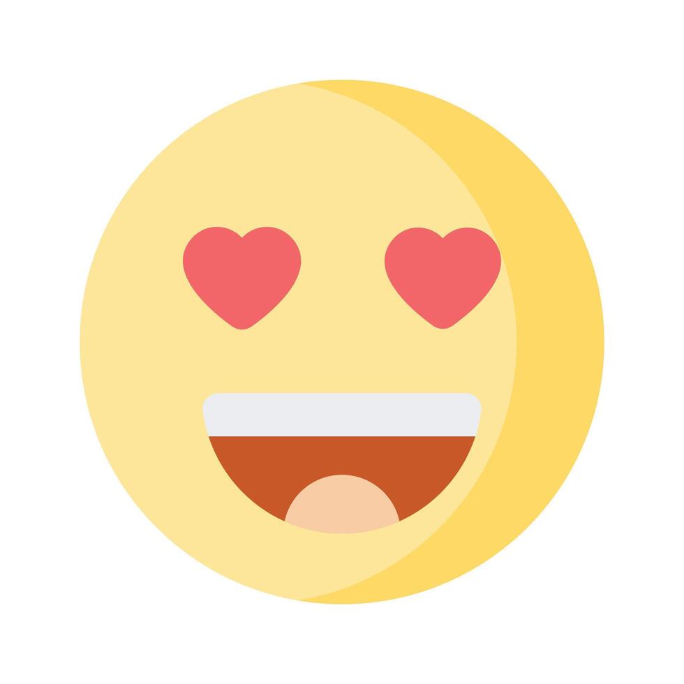 Happy face with heart symbols on eyes, concept icon of in love emoji vector