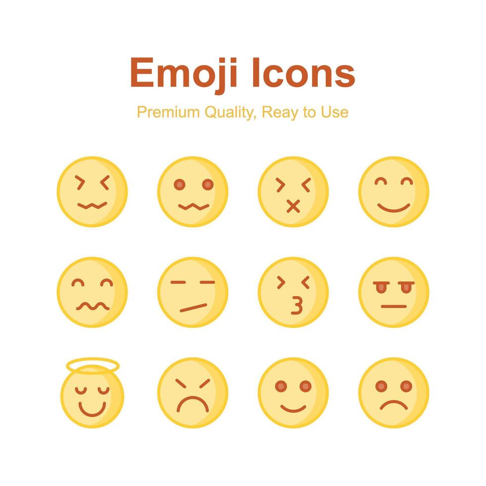 Emoji icons set, trendy designs, ready for premium use vector