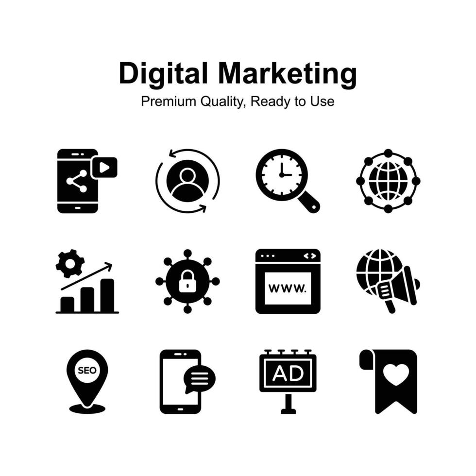 Creatively crafted digital marketing icons set, premium vectors