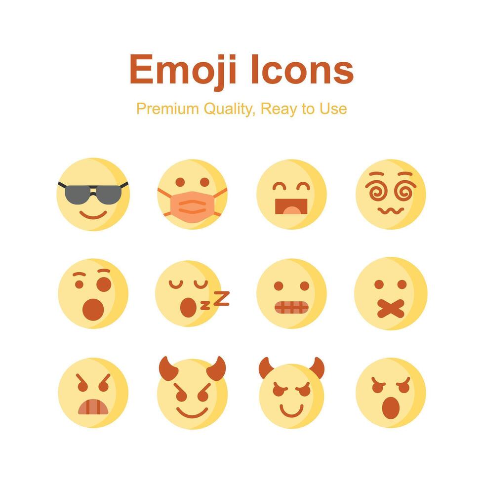 Emoticon icons, cute expressions, set of premium emoji icons vector