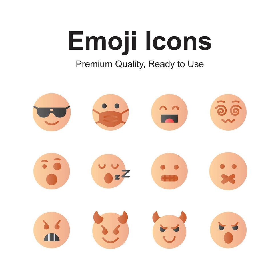 Emoticon icons, cute expressions, set of premium emoji icons vector