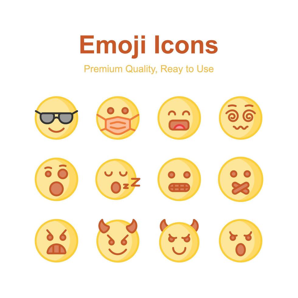 Emoticon icons, cute expressions, set of premium emoji icons vector