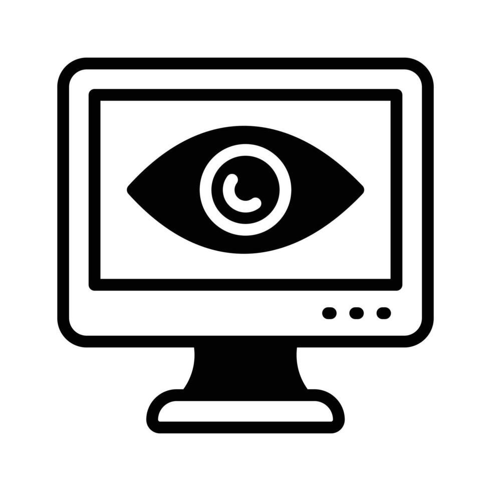 An eye inside the monitor screen showing concept icon of monitoring in trendy style vector