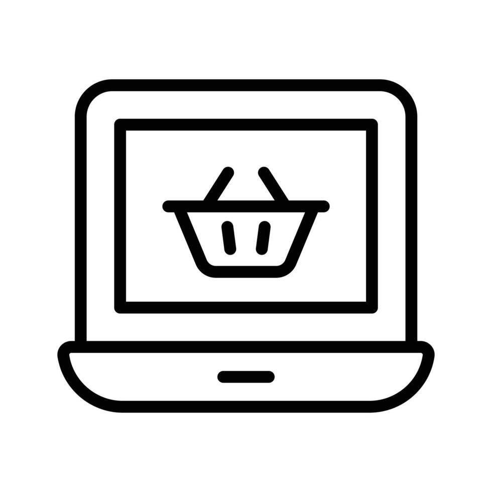 Shopping basket inside laptop denoting concept icon of ecommerce vector