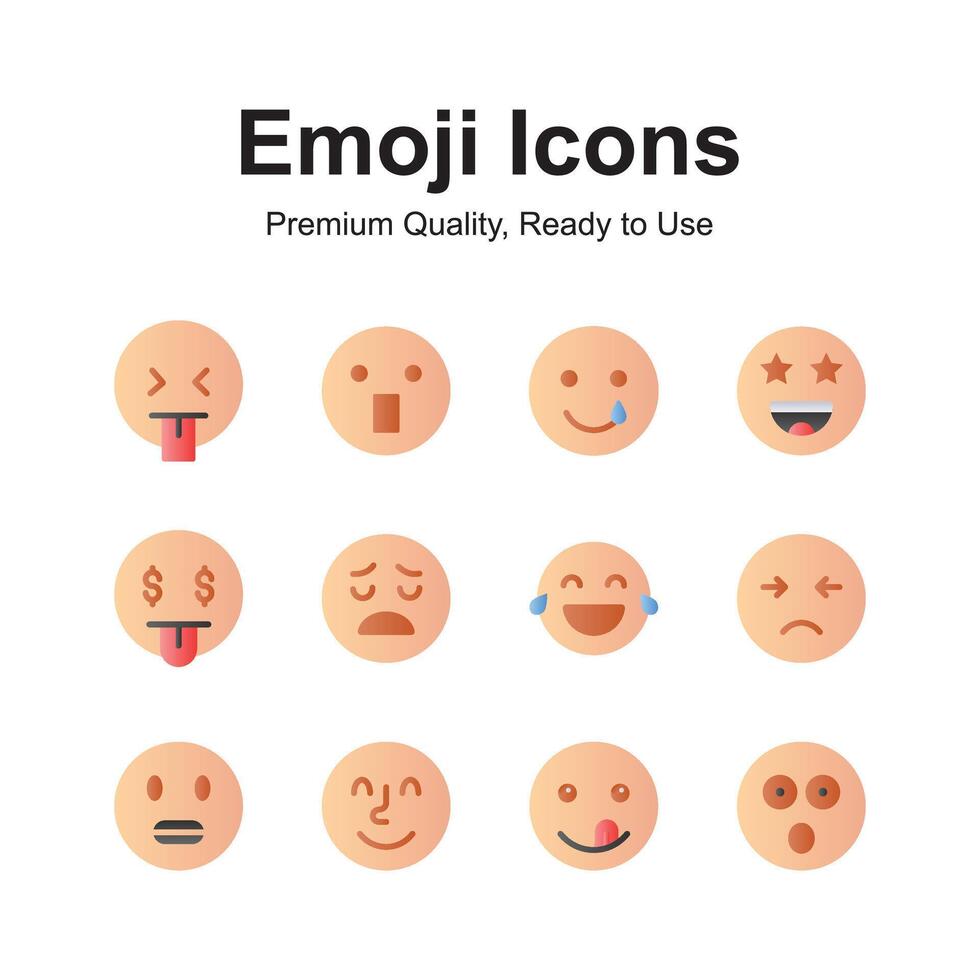 Creatively crafted emoji icons, cute expressions set vector
